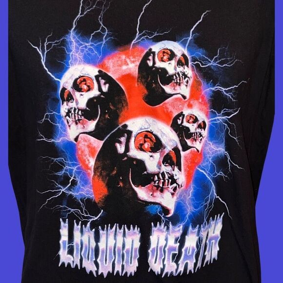 Unisex Liquid Death Ride The Lightning Black T Shirt Size XL #2 - Picture 5 of 5